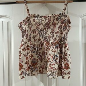 Old Navy Floral Smocked Camisole - Cream and Red